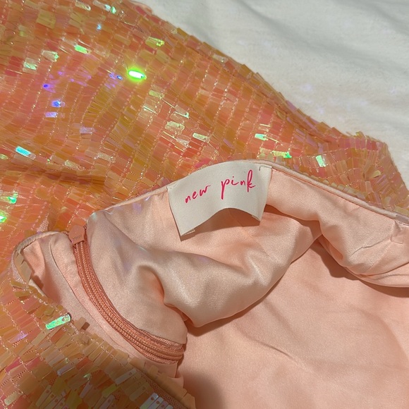 New Pink Peach Sequin Dress - Picture 7 of 9